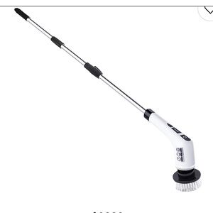 Electric Long-Handle Scrub Brush - White and Black